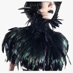 Women' Natural black Feather Shrug /Cape /Shawl/ Lace Collar. Used once.